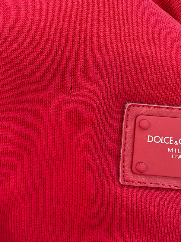 Dolce & Gabbana Red Cotton Logo Hooded Sweatshirt Sweater