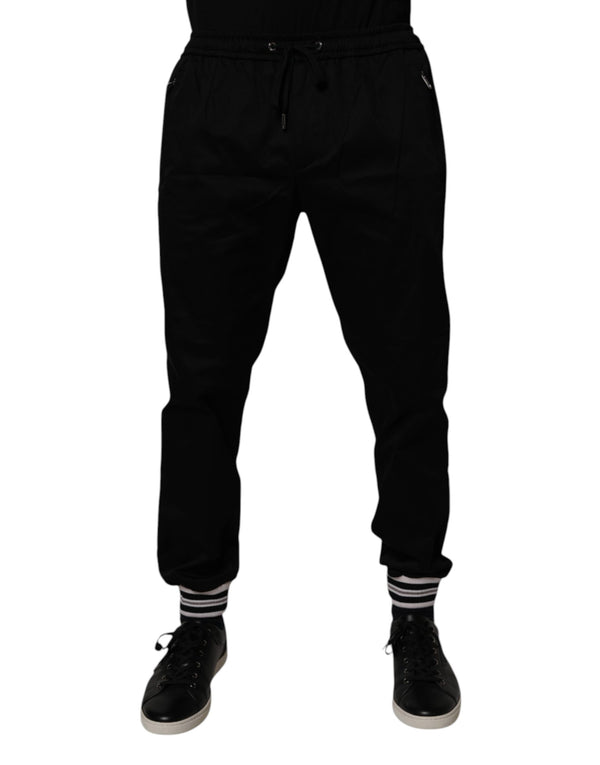 Dolce & Gabbana Black Cotton Stretch Jogger Sweatpants Pants