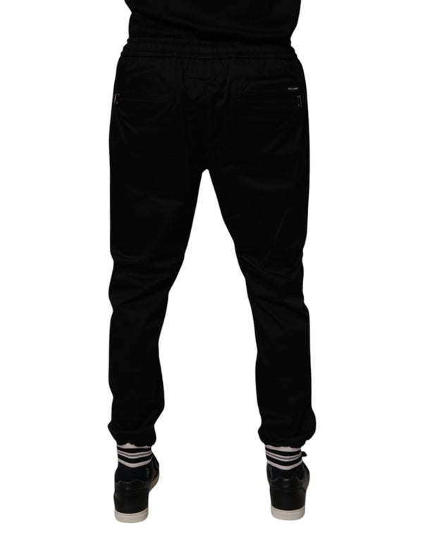 Dolce & Gabbana Black Cotton Stretch Jogger Sweatpants Pants