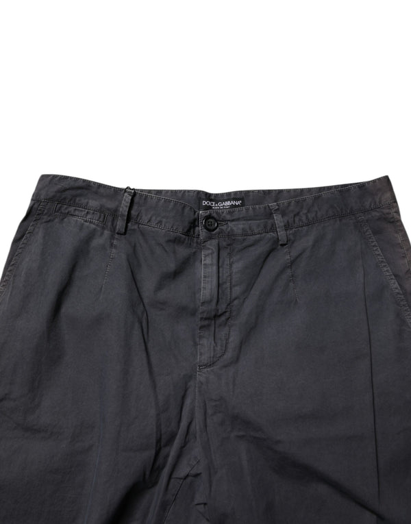 Dolce & Gabbana Dark Gray Cotton Mid Waist Men Bermuda Shorts