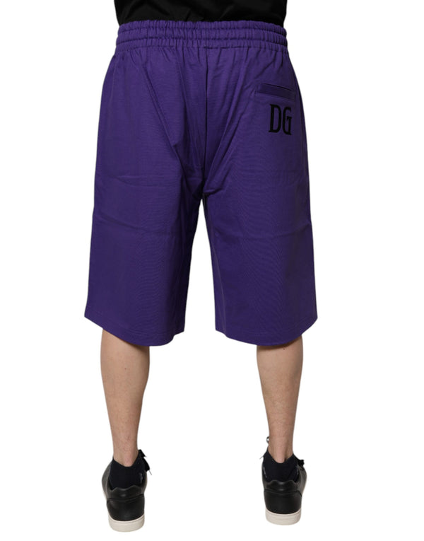 Dolce & Gabbana Purple Cotton Men Bermuda Sweatshorts Shorts