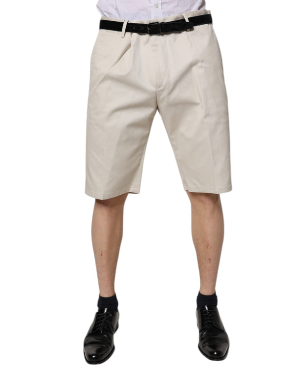 Dolce & Gabbana Beige Cotton Stretch Mid Waist Bermuda Shorts
