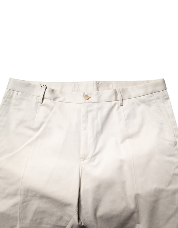 Dolce & Gabbana Beige Cotton Stretch Mid Waist Bermuda Shorts