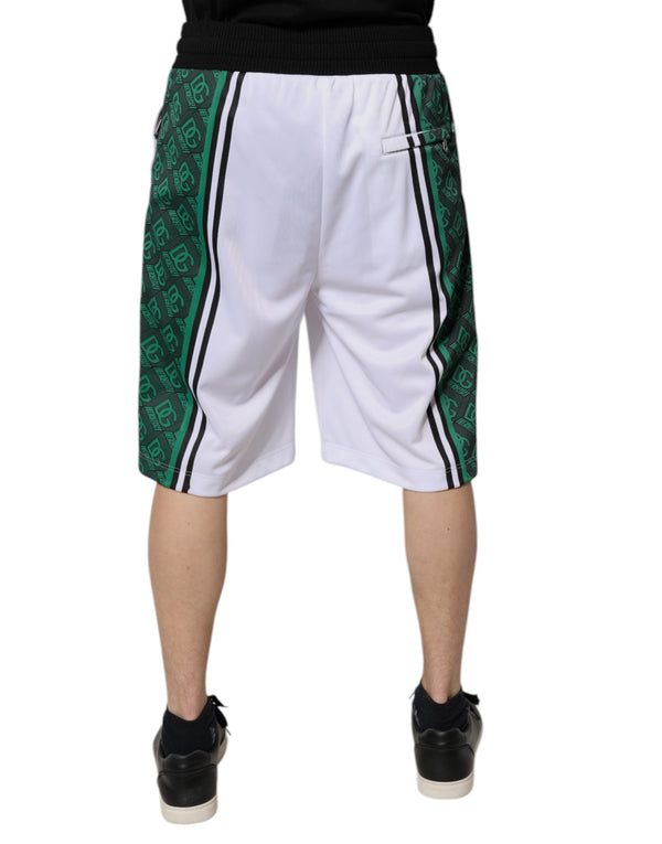 Dolce & Gabbana White Green Men Jersey Sweatshorts Shorts