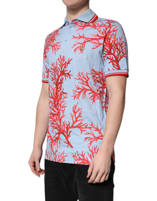 Dolce & Gabbana Light Blue Coral Cotton Polo Shirt T-shirt