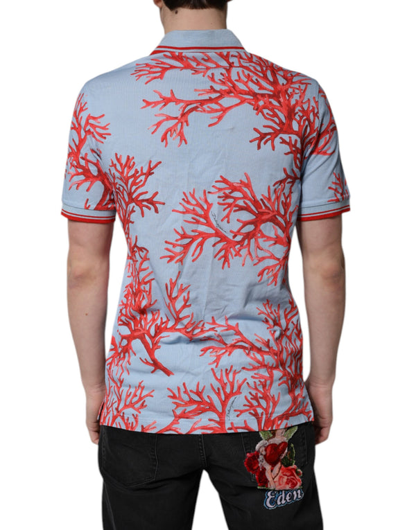 Dolce & Gabbana Light Blue Coral Cotton Polo Shirt T-shirt
