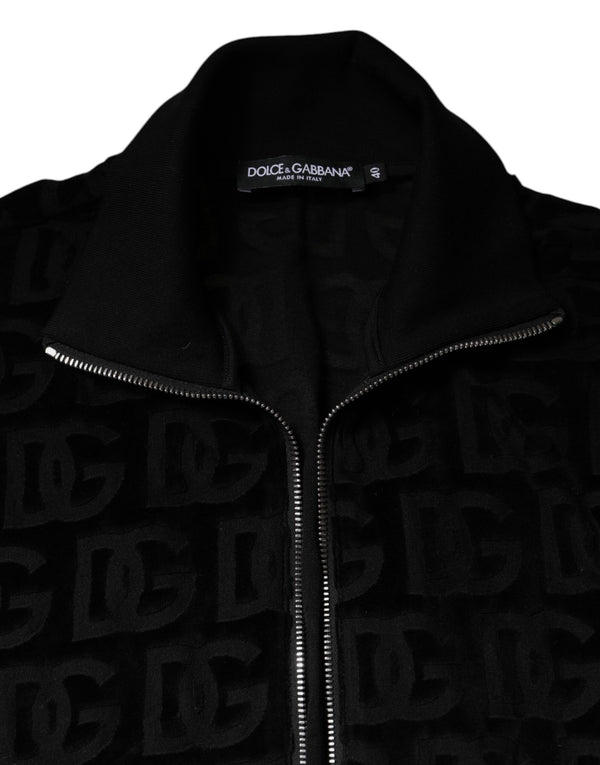 Dolce & Gabbana Black Logo Monogram Full Zip Bomber Jacket