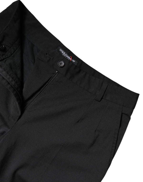 Dolce & Gabbana Black Polyester High Waist Slim Pants