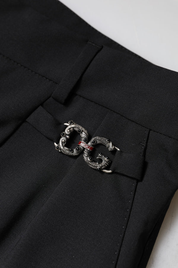 Dolce & Gabbana Black Polyester High Waist Dress Pants