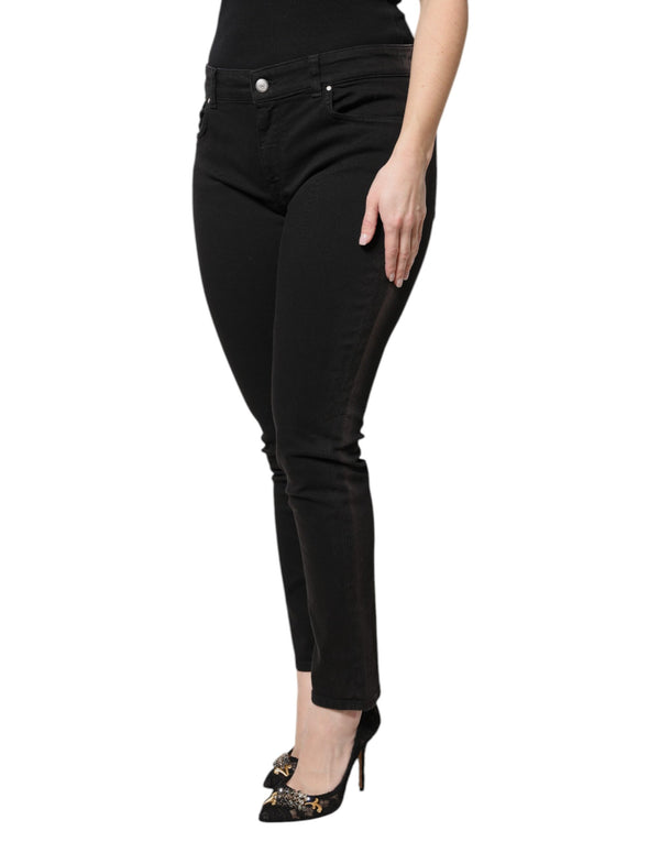 Dolce & Gabbana Black Cotton High Waist Skinny Denim Jeans