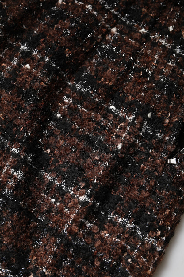 Dolce & Gabbana Multicolor High Waist Tartan Tweed Pencil Cut Skirt