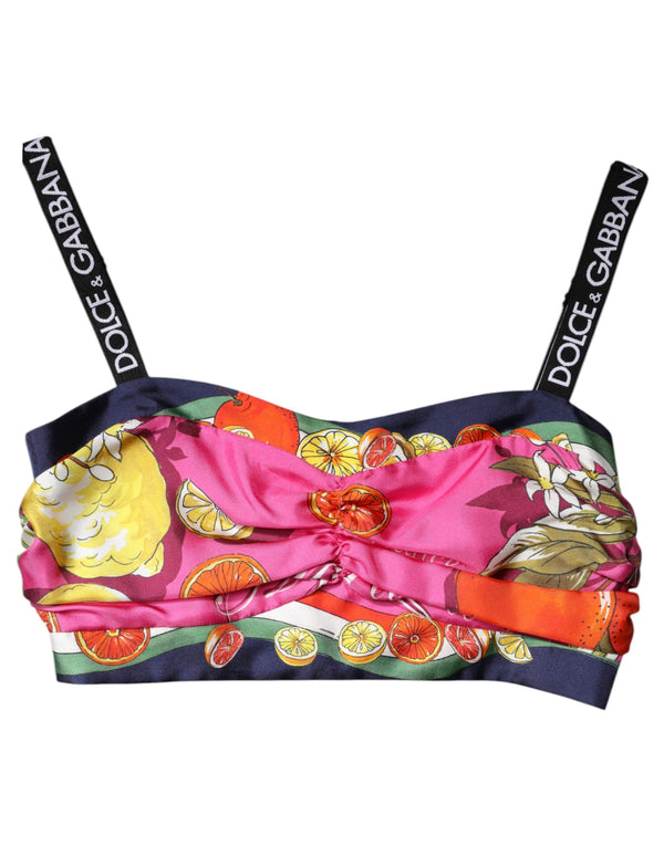 Dolce & Gabbana Multicolor Floral Sleeveless Bustier Cropped Top