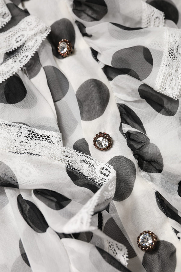 Dolce & Gabbana White Black Polka Dot Cotton Sleeveless Top