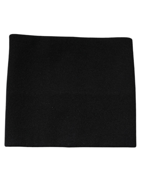 Dolce & Gabbana Black Cashmere Knitted Square Handkerchief Scarf