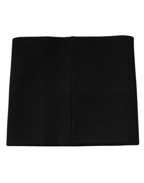 Dolce & Gabbana Black Cashmere Knitted Square Handkerchief Scarf