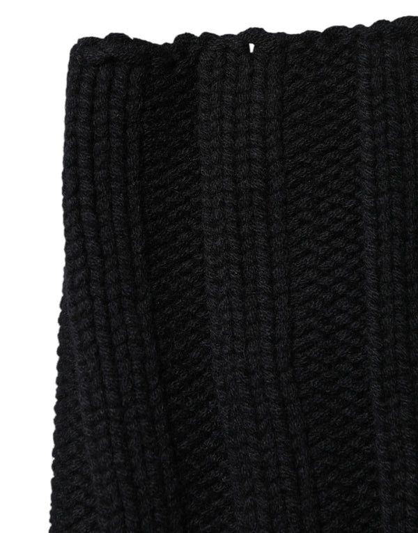 Dolce & Gabbana Black Cashmere Knitted Neck Warmer Foulard Scarf