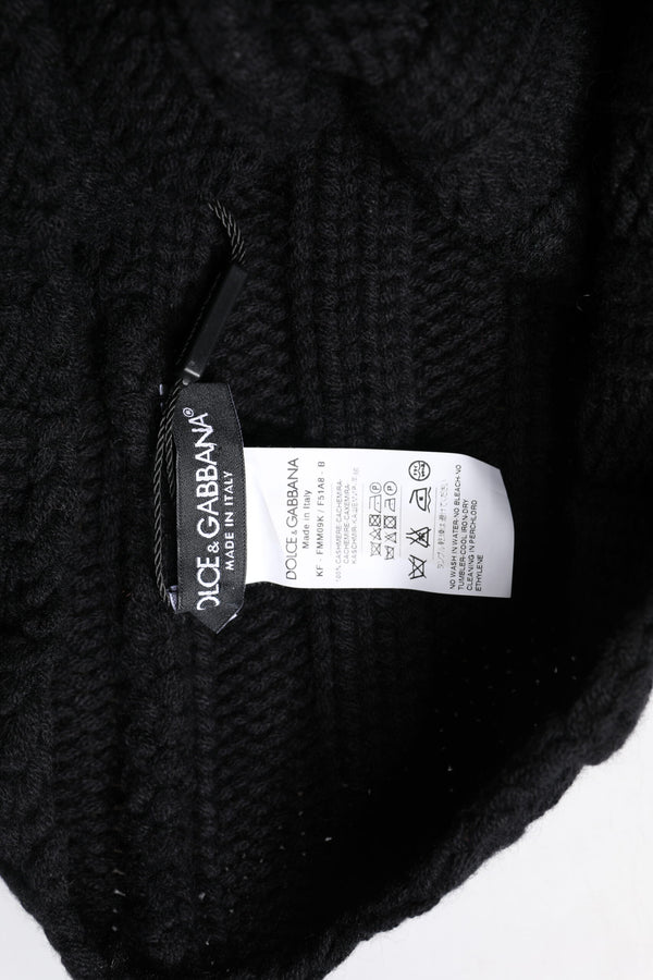 Dolce & Gabbana Black Cashmere Knitted Neck Warmer Foulard Scarf