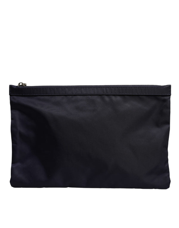 Dolce & Gabbana Blue DG Logo Patch Embellished Pouch Clutch Bag