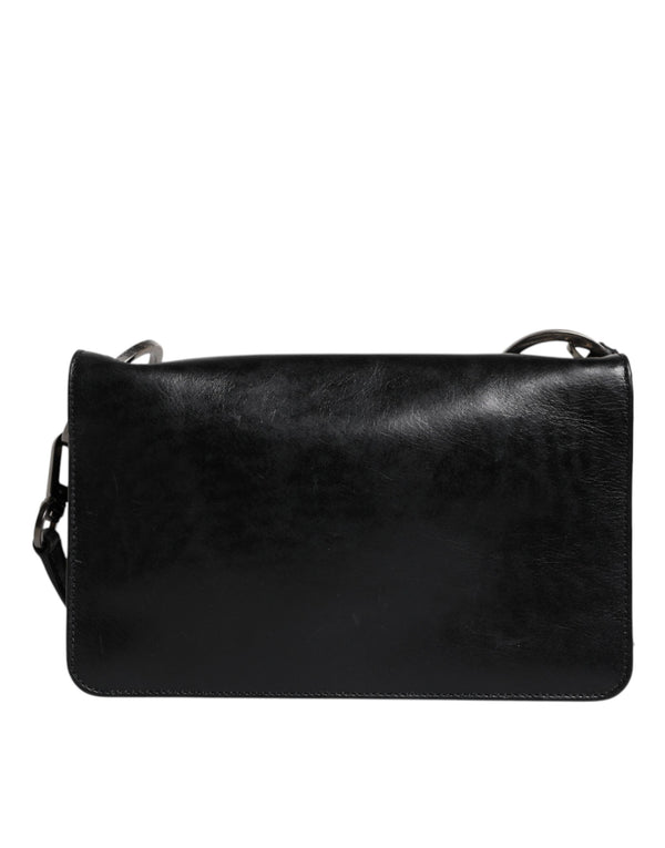 Dolce & Gabbana Black Leather Logo Purse Shoulder Crossbody Bag