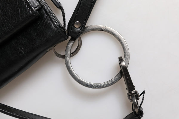 Dolce & Gabbana Black Leather Logo Purse Shoulder Crossbody Bag