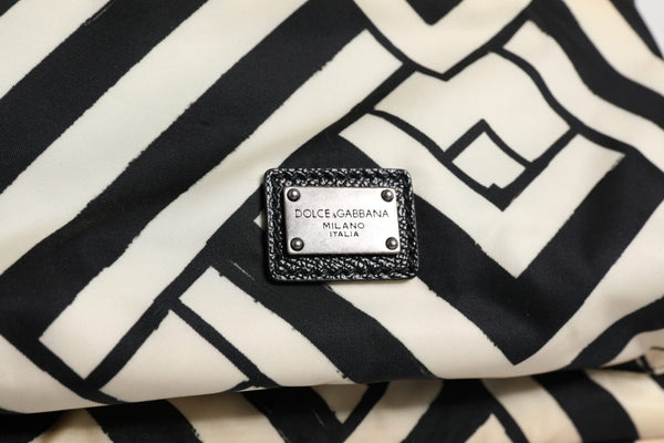 Dolce & Gabbana Black White Nylon Leather Travel Back Pack Bag
