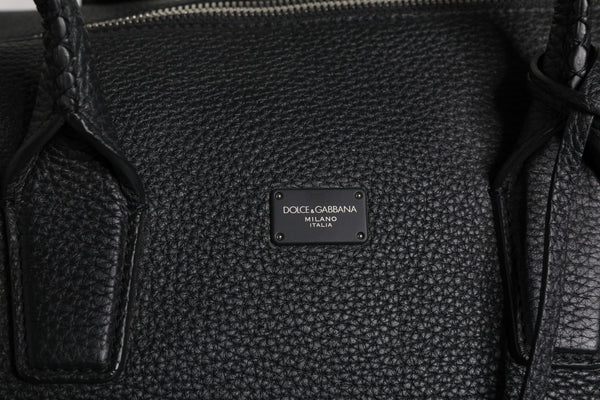 Dolce & Gabbana Black Calfskin Leather Hand Shoulder Duffle Bag