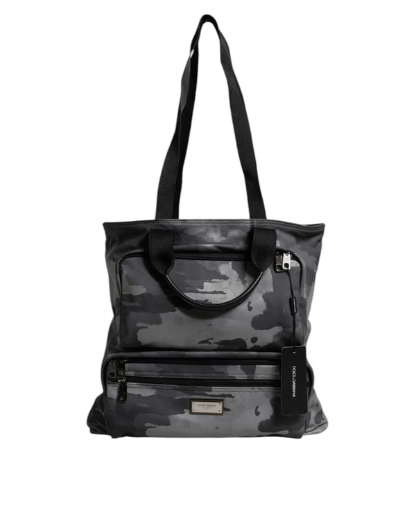 Dolce & Gabbana Black Camouflage Shoulder Strap Logo Plaque Bag