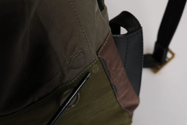 Dolce & Gabbana Military Green Patchwork Rucksack Backpack Bag