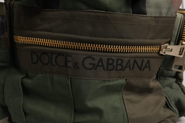 Dolce & Gabbana Military Green Patchwork Travel Backpack Bag