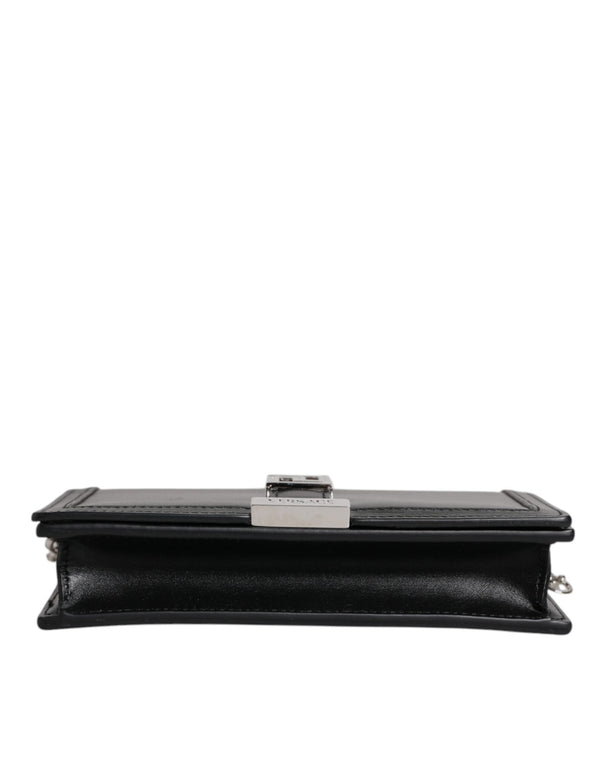 Versace Black Calfskin Leather Chain Strap Shoulder Crossbody Bag