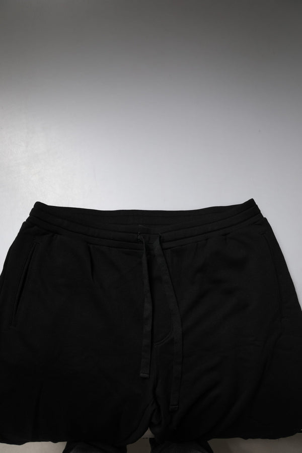 Dolce & Gabbana Black Cotton Crown Logo Jogger Pants