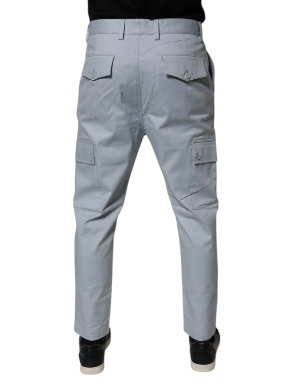Dolce & Gabbana Light Blue Cotton Cargo Tapered Pants