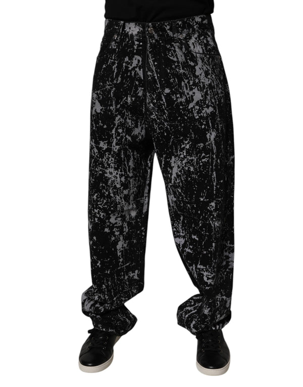 Dolce & Gabbana Black Tie Dye Cotton Straight Men Denim Jeans