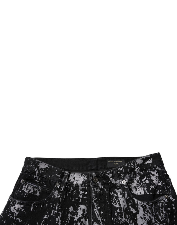 Dolce & Gabbana Black Tie Dye Cotton Straight Men Denim Jeans