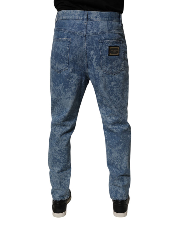 Dolce & Gabbana Blue Tie Dye Cotton Skinny Men Denim Jeans