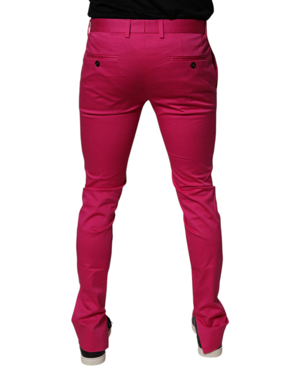 Dolce & Gabbana Pink Black Stripe Slim Fit Men Dress Pants