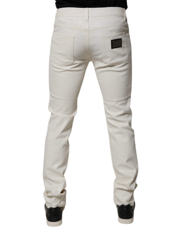 Dolce & Gabbana Off White Cotton Stretch Skinny Denim Jeans