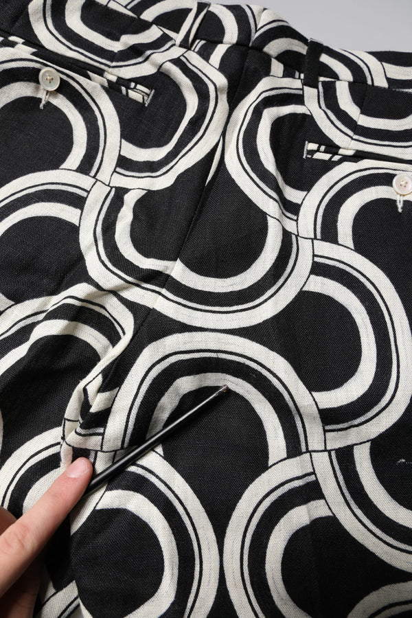 Dolce & Gabbana Black White Linen Bermuda Shorts