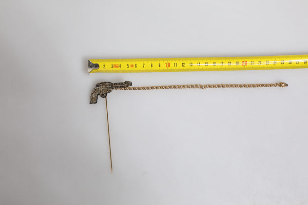 Dolce & Gabbana Black Gold Brass Copper Revolver Brooch Lapel Pin