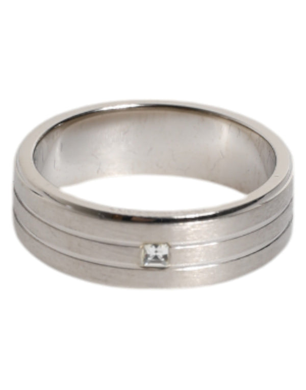 Dolce & Gabbana Silver Tone Brass Clear Crystal DG Logo Ring