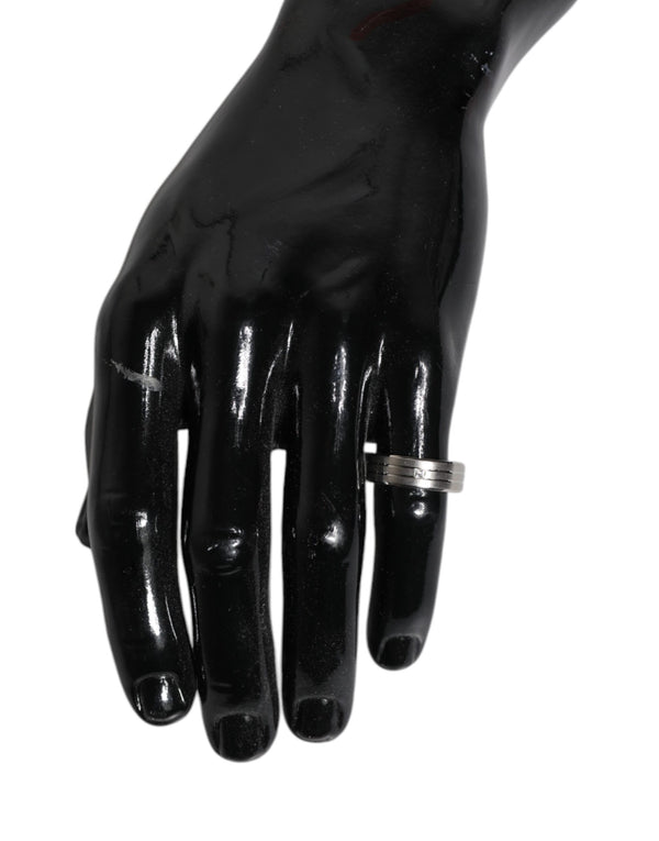 Dolce & Gabbana Silver Tone Brass Clear Crystal DG Logo Ring