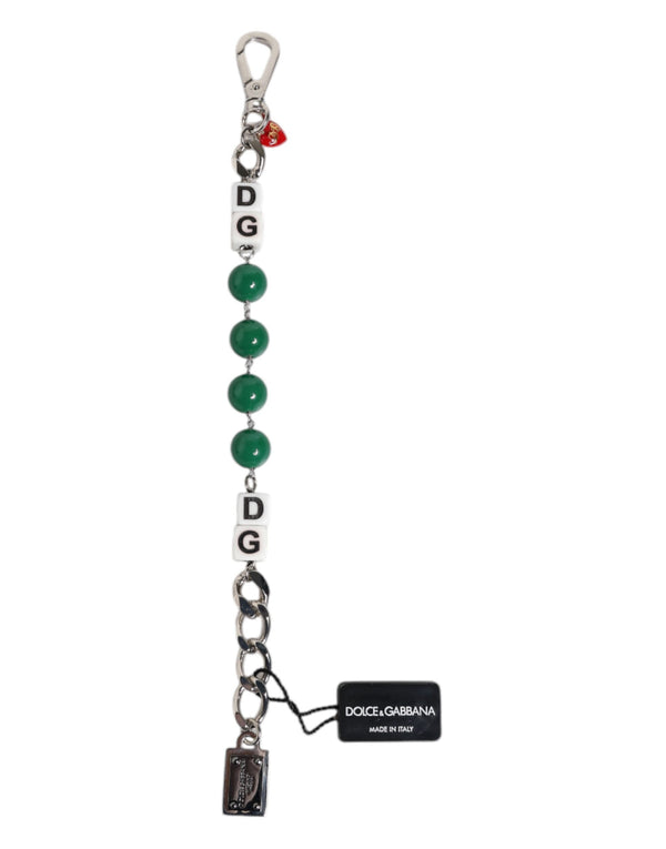 Dolce & Gabbana Silver Tone Brass Bead Dice Logo Embellish Charm Bracelet