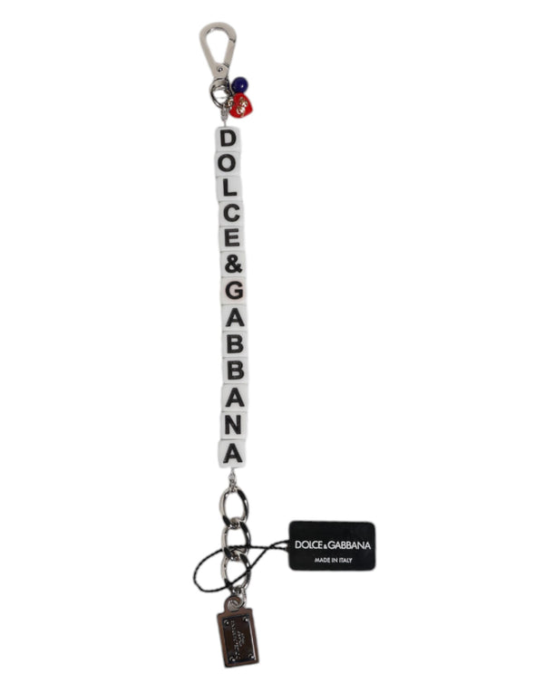 Dolce & Gabbana Silver Brass Chain Dice Logo Embellished Charm Bracelet