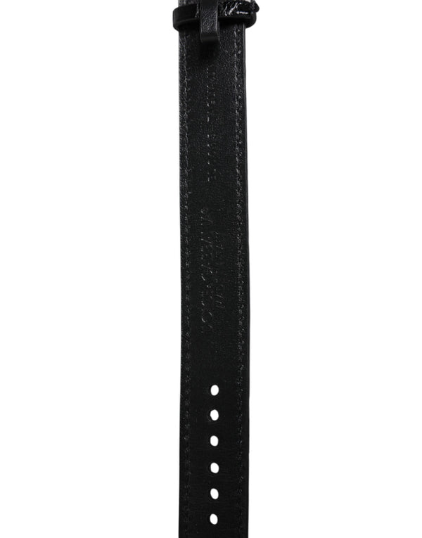 Dolce & Gabbana Black Exotic Leather Gold Tone Metal Buckle Armband