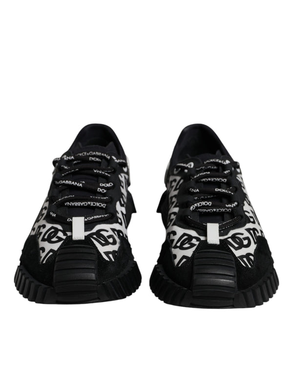 Dolce & Gabbana Black Logo Lace Up Low Top NS1 Sneakers Shoes