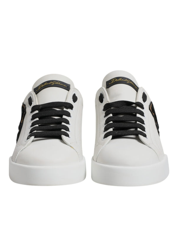 Dolce & Gabbana White Leather DG Logo Low Top Sneakers Shoes