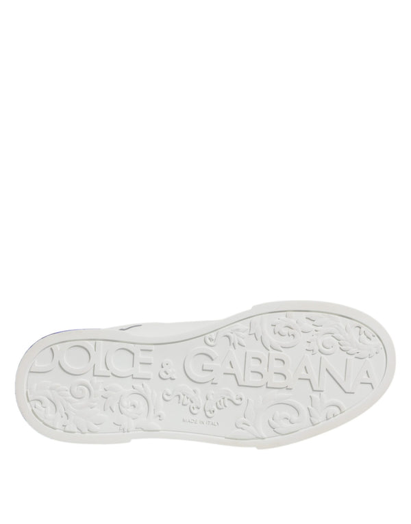 Dolce & Gabbana White Blue Crown Low Top Men Sneakers Shoes