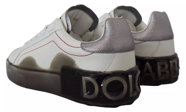 Dolce & Gabbana White Leather Portofino Sneakers Shoes