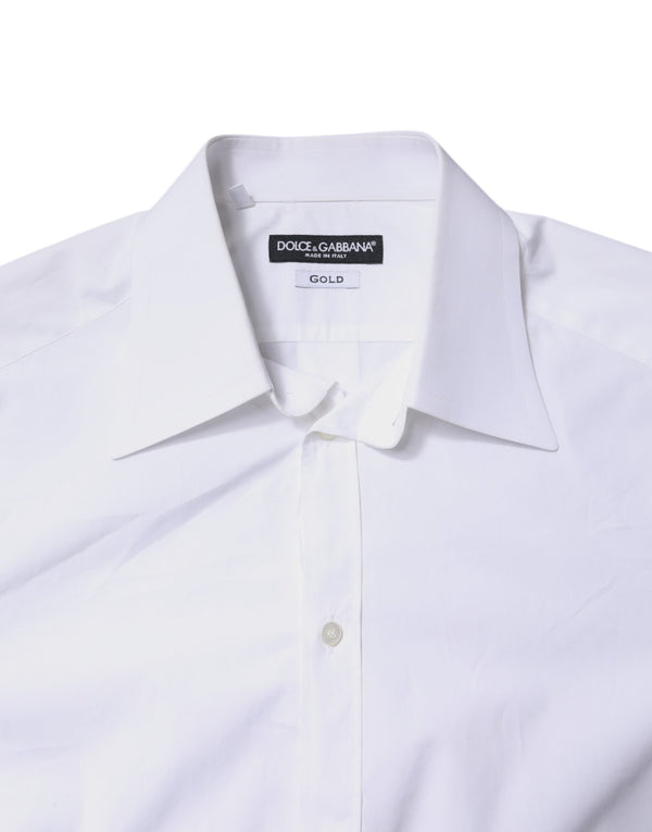 Dolce & Gabbana White Cotton GOLD Dress Formal Shirt