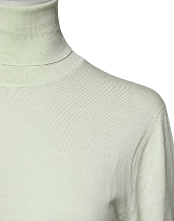 Dolce & Gabbana Light Green Wool Turtleneck Pullover Sweater